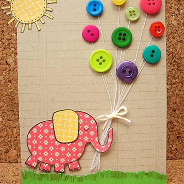 botones de bricolaje-ideas-cumpleaños-tarjeta-colorido