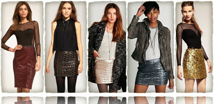 Облечи бизнес код случайни блестящи поли в различни цветове идеи за жени стил облекло