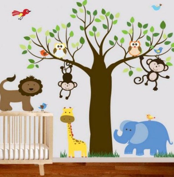 Jungle Nursery-Супер творчески стенни декор с картини