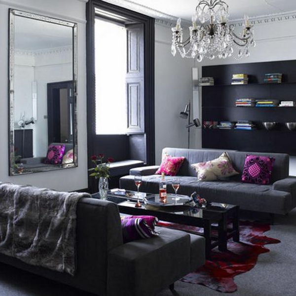 diseño de paredes - sala de estar en color gris