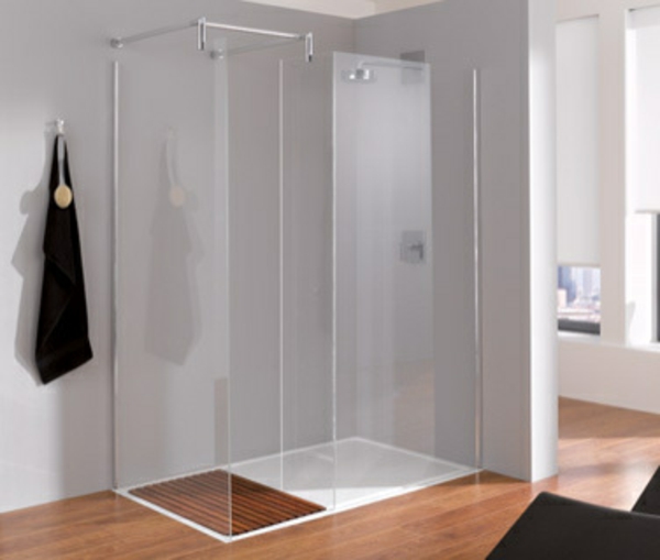 diseño moderno cubículo de ducha de cristal a nivel del suelo