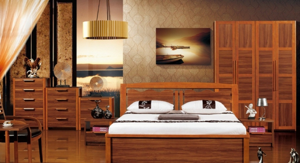 πραγματικό ξύλο κρεβάτι-in-a-κομψό υπνοδωμάτιο
