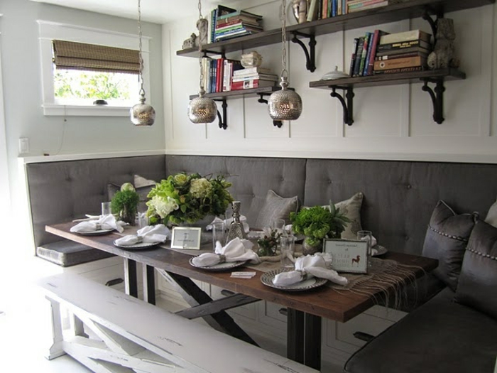 ъглов пейка състояние-в-кухнята-сив цвят