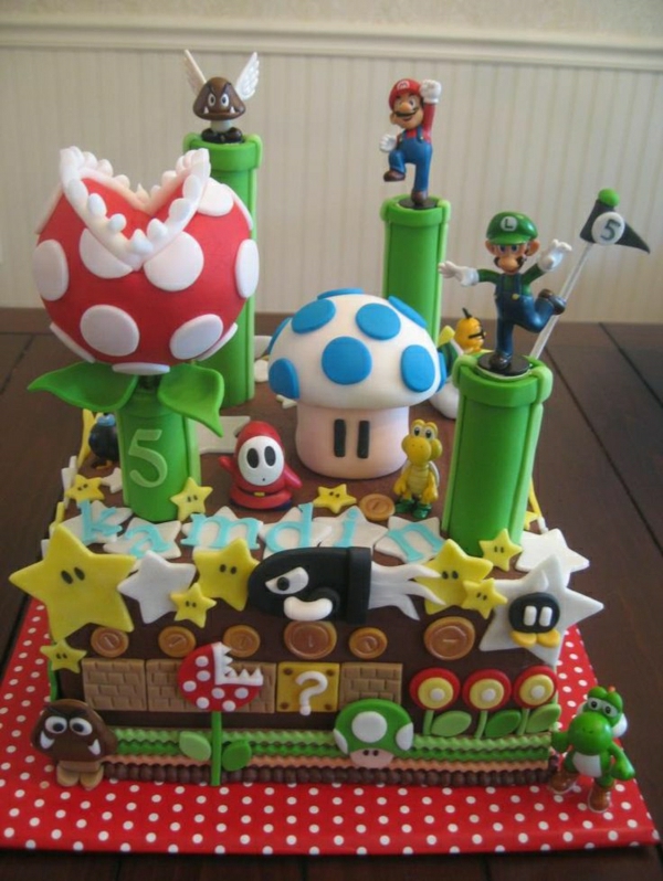ефективните-пайове декорират - парти за рожден ден-деца-пра-пайове поръчка-супер-Марио-charaktere-