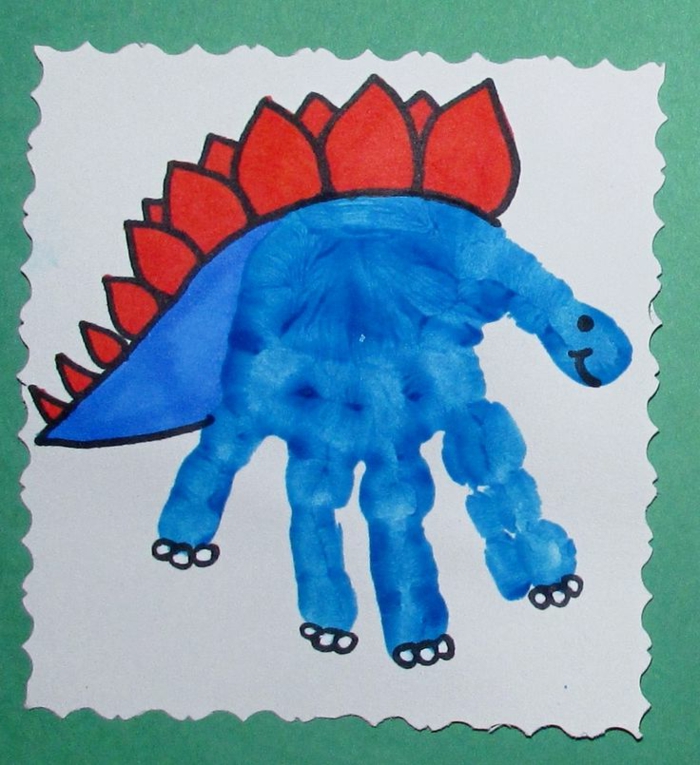 一只蓝色的恐龙 - 手印照片