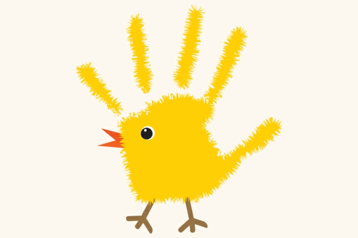 一只黄色小鸡 - 用手印绘画