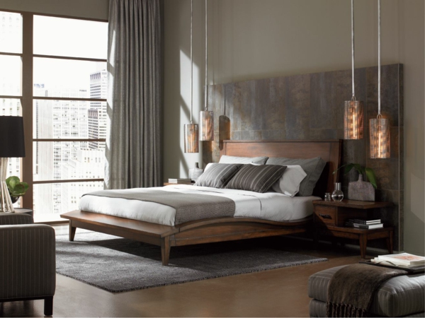 а-стилен двустаен-дизайн-красивите примери лампа модерно обзавеждане спалня