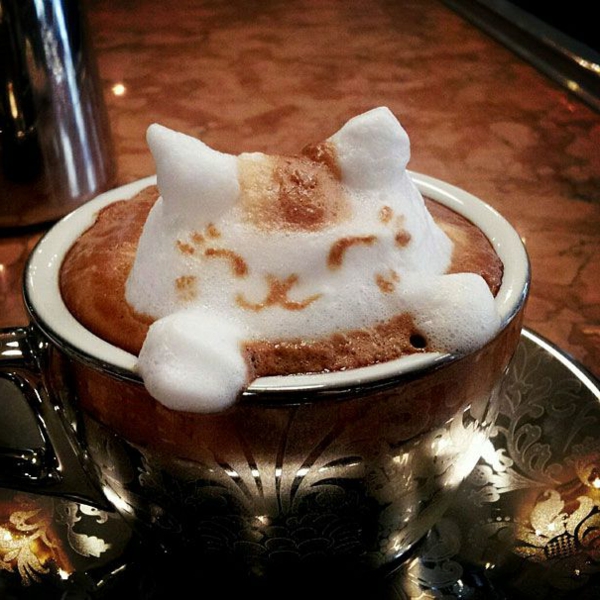 a-mačka oblika-in-cup-kave