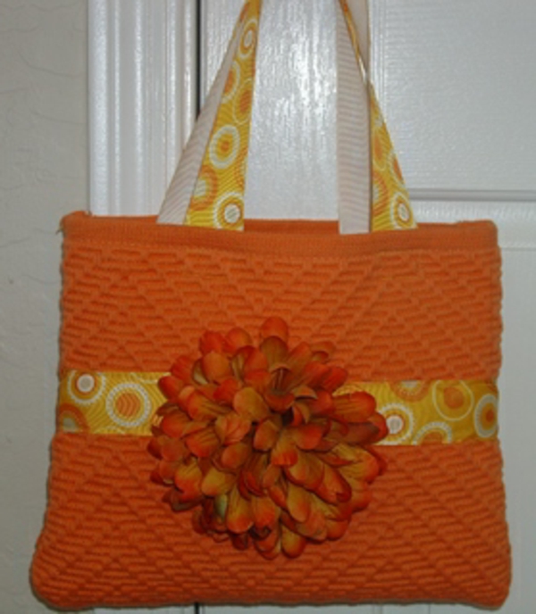 Ideas simples-artesanía bolso tejido a mano de color naranja