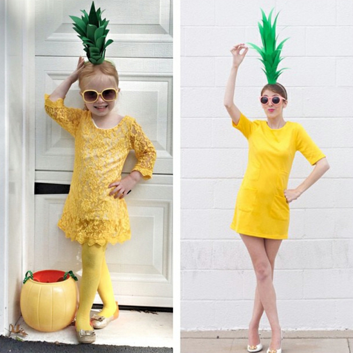 egy kislány és egy nő, mint az ananász