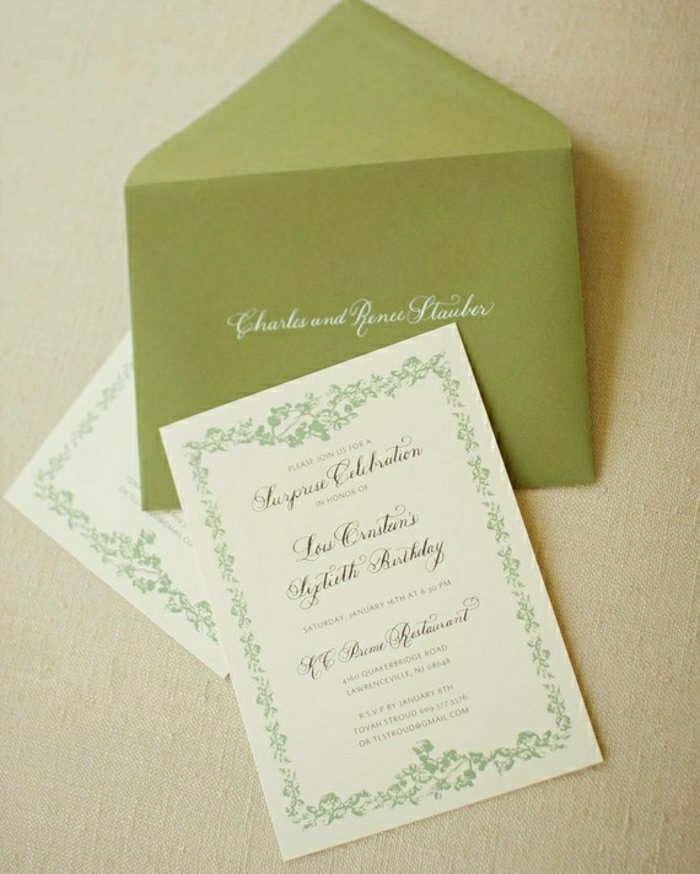 invitación de la boda simple diseño romántico font-verde-envolvente