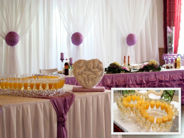 decoración moderna de la boda para la mesa - elementos de color púrpura