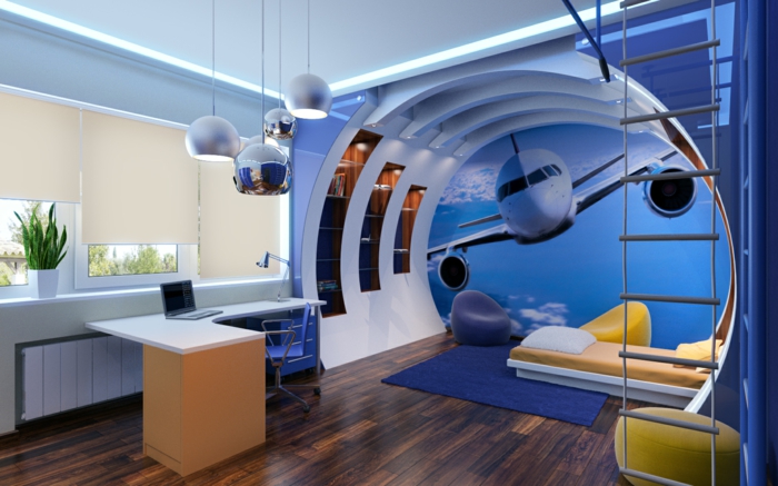 ריהוט רעיונות בחדר של מטוס צעיר דקו קיר גדול עיצוב מנורות רעיון
