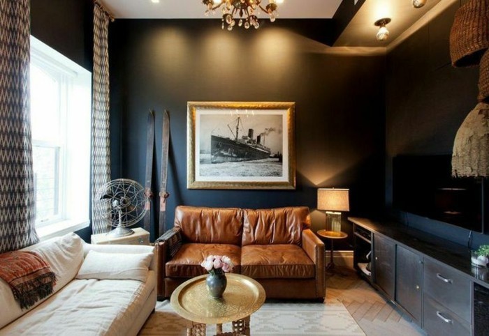 perustaminen ideoita olohuone-ruskea-värimaailma ja tyylikäs suunnittelu