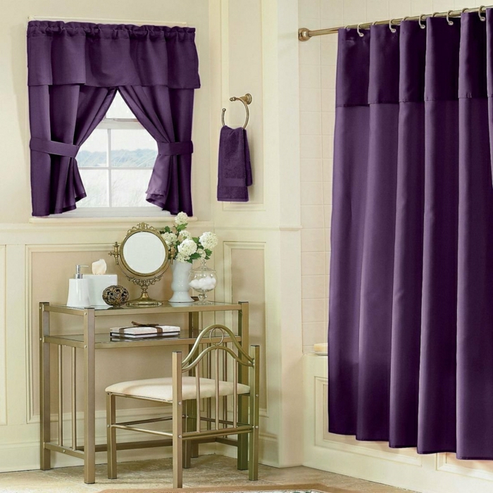tyylikäs huone muotoilu ylellinen muotoilu pukeutuja Small Window violetti verhot-for-small-ikkuna Satin