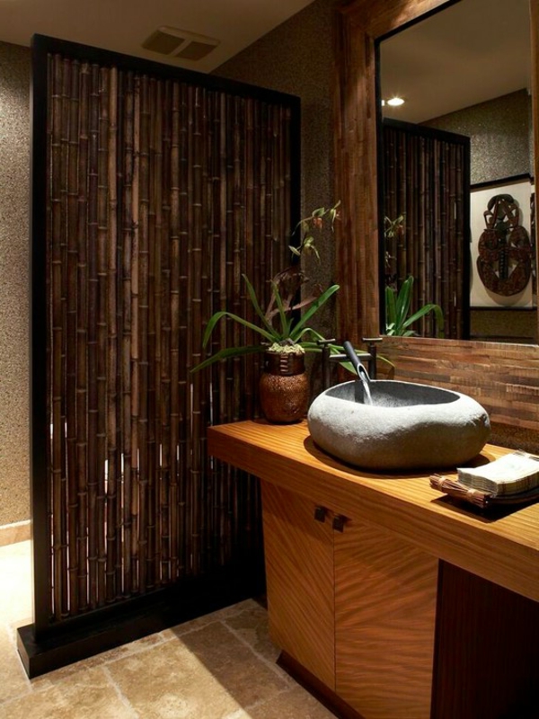 tyylikäs bambu-sisustus-in-kylpy-suuri peili