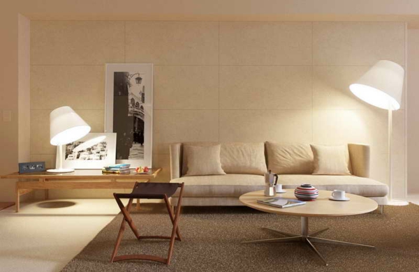 Elegantti ja tyylikäs seinä muotoilu-with-neutraali väri olohuone