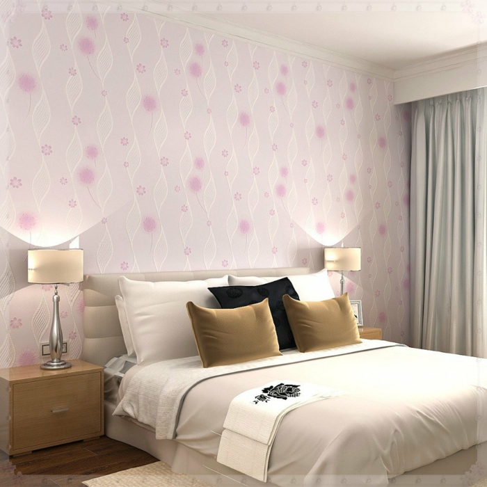 Elegantna spavaća soba interijera u retro-pozadina-ružičaste nijanse