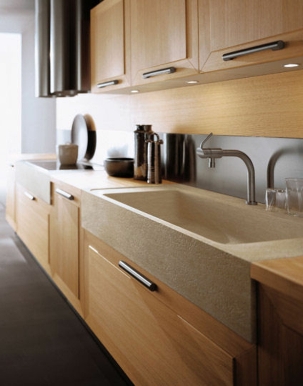 elegáns kő mosogató-a-konyha-modern bézs szekrények