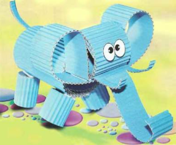kézműves ötletek óvodához - elefánt kék színben