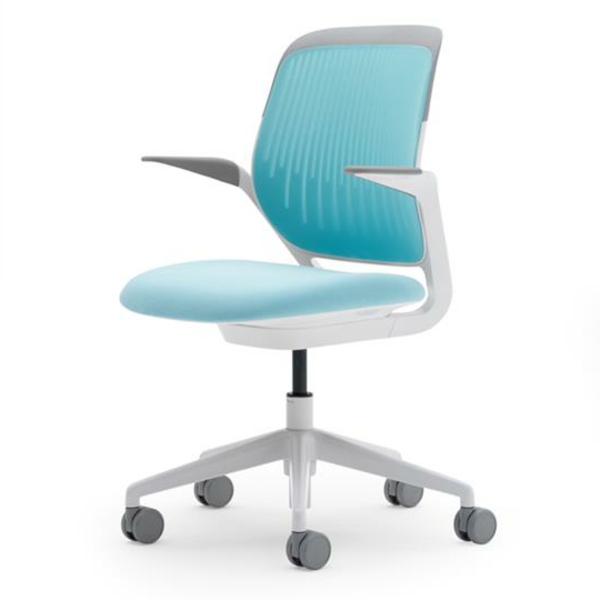 Ергономичен въртящ се стол-Deisgn-идея-светло син цвят