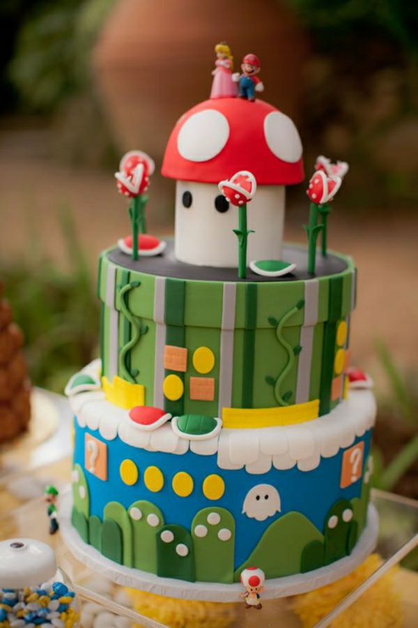 amazing-tartes-décorez - fête d'anniversaire-enfants-grands-tartes-ordre-super-mario-charaktere-