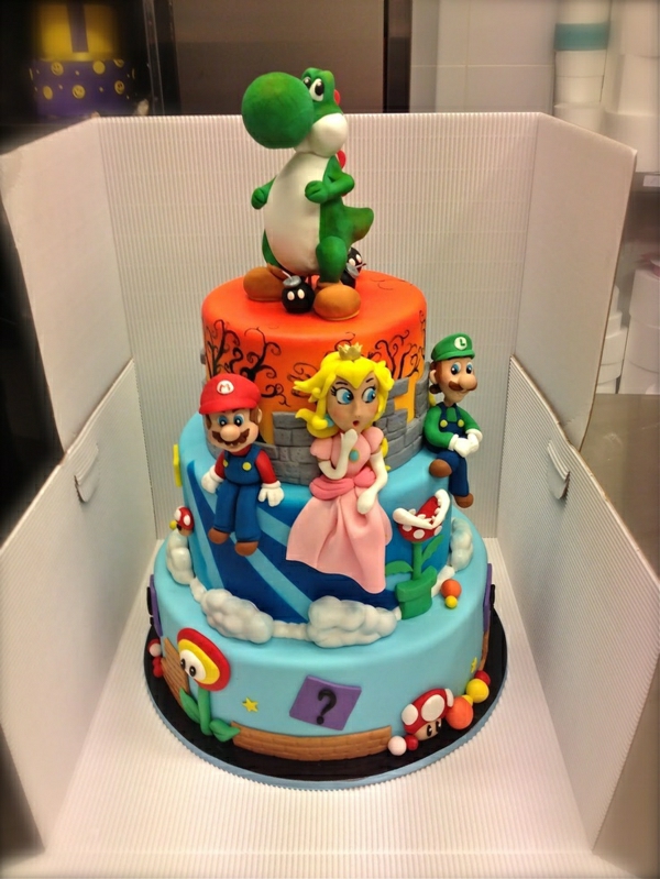 hämmästyttävän - kakut Koristele - syntymäpäiväjuhlat-kids-iso-piirakat-tilaus-Super-Mario-merkkiä