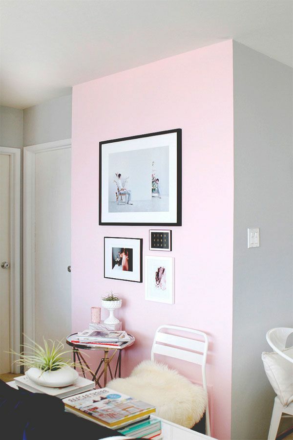 blagovaonica-make-zid dizajn u svijetlo-ružičaste nijanse