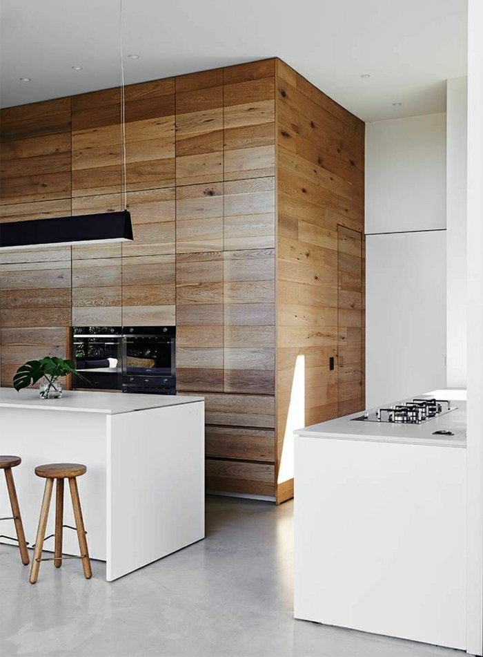 غرفة طعام ومطبخ وجدار البلاط الداخلية الجدار بلاط خشب-الداخلية-الحديث الجدار تصميم الجدار بلاط