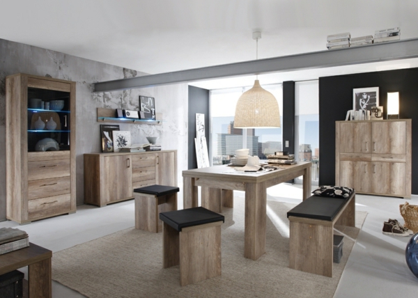 трапезария матово-пълно-дива дъбови мебели определя по най-трапезария-настройка на дизайна-интериорен дизайн-идеи