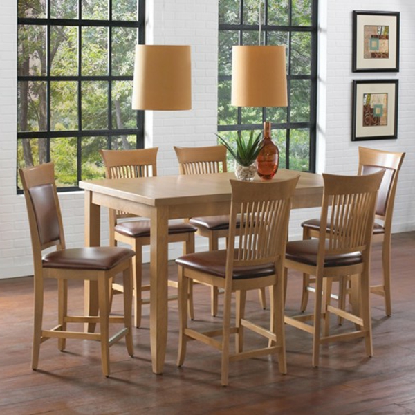 غرفة طعام - مع ارتفاع - esszisch - والكراسي - من - الخشب - مصباحان