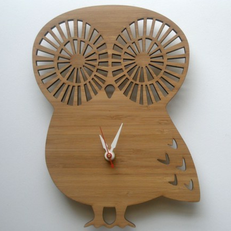 madera-búho-reloj de pared-chic-sencilla noble sencilla -especialmente-moderno-hingucker-patrón de ojos