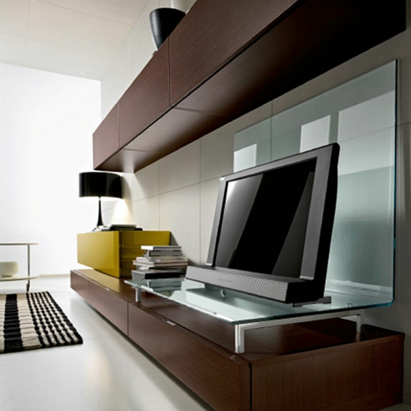 muebles exclusivos de televisión modernos en color marrón