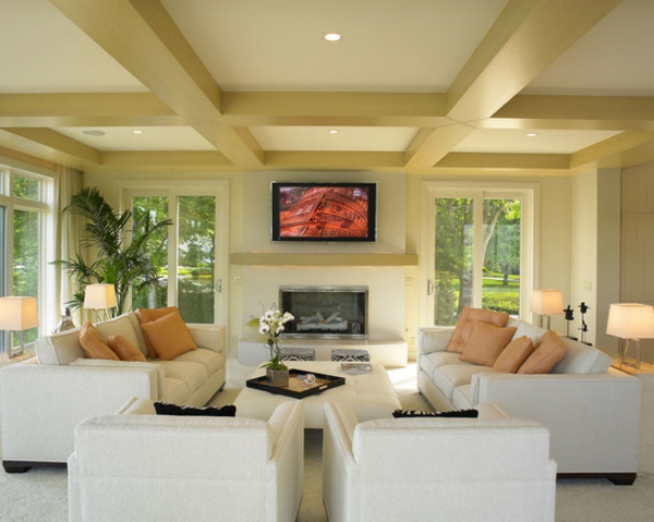 sala de estar exclusiva para muebles de tv decorada con grandes ventanas