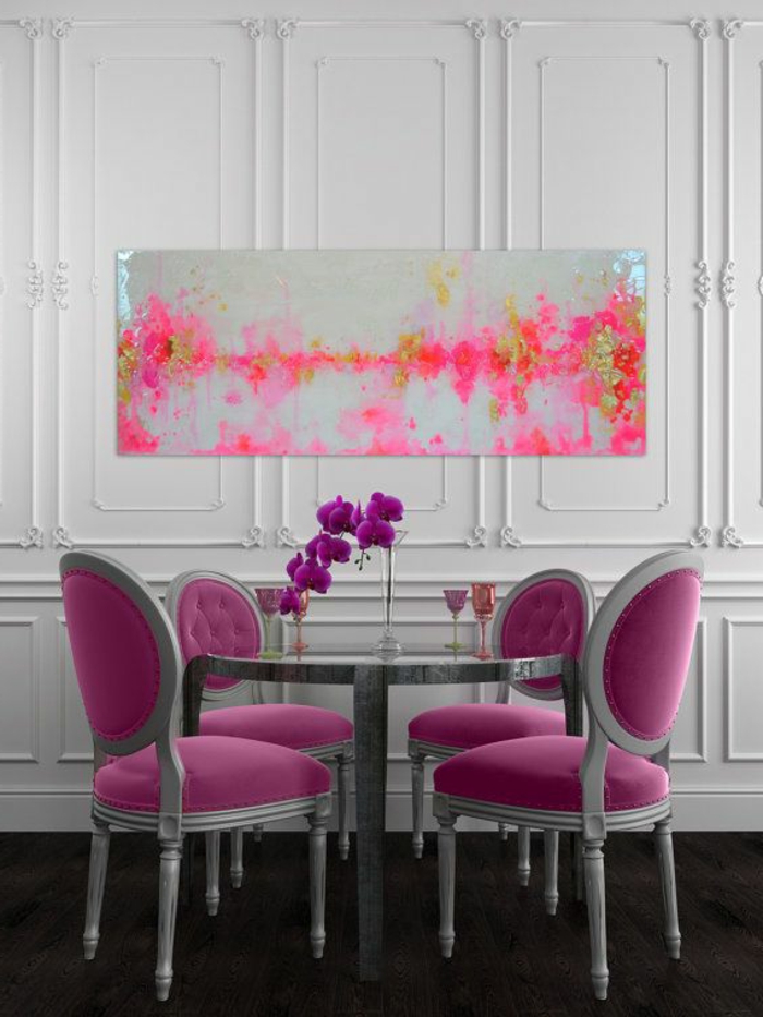 изискан интериор дизайнерски столове Orchid спалня деко стена картина абстрактно изкуство