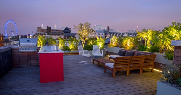 Vanjski-dizajn ideje-rasvjeta-Vrt Light-krovna terasa-vrt