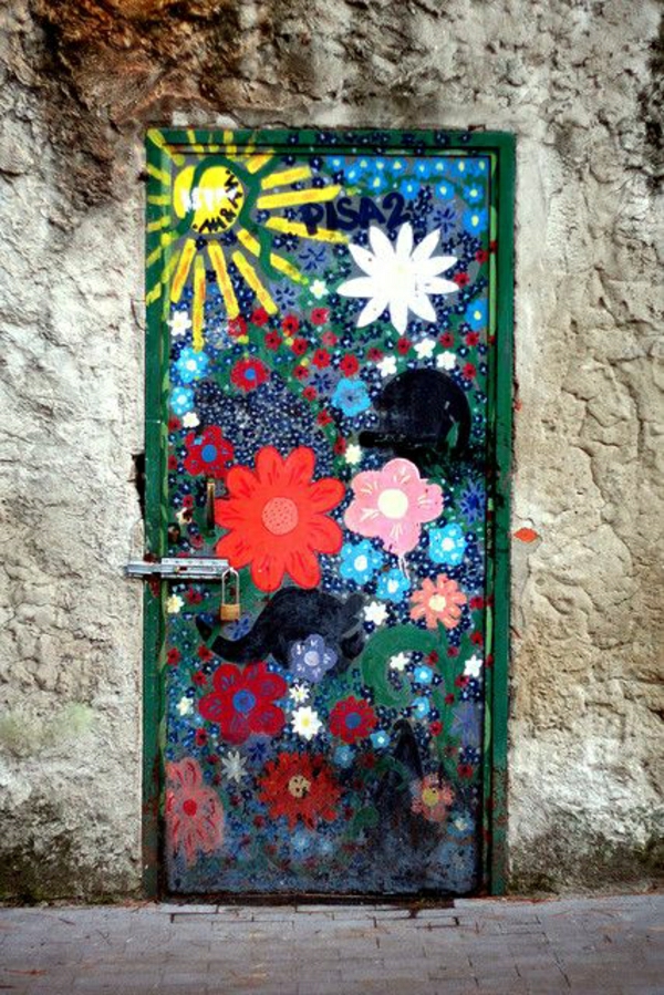 -fantástico-entrada pintada puertas de entrada de apartamentos puertas-deco-idea