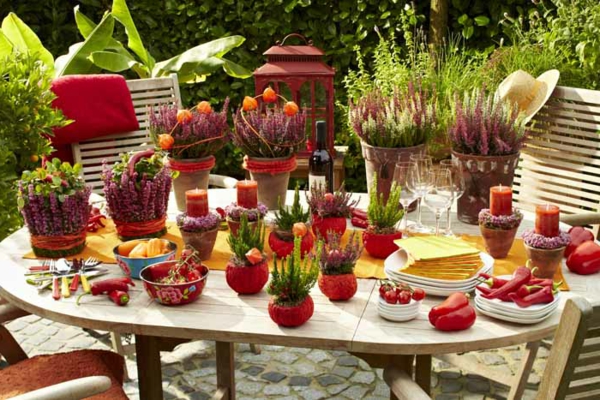 deco-tischdekoration-garden-design-φανταστικό tischdeko-με-κόκκινο-στοιχεία-κήπο Κόμματος-