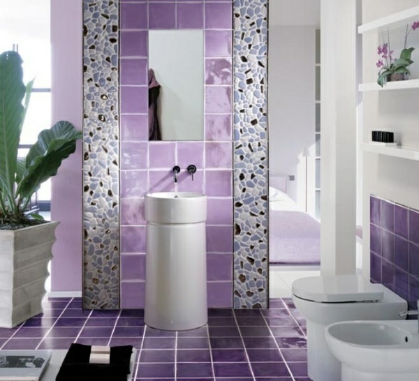 cortinas-independiente-lavabo de color púrpura-baño