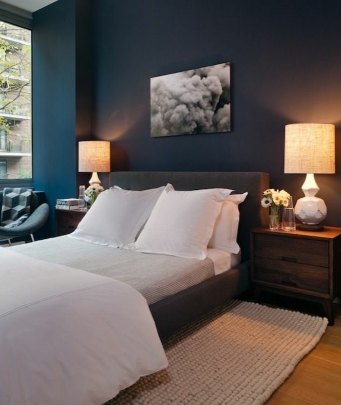 цвят-бензин-в-спалня-съвременните нощувка със две легла лампа уютен-Ambiente