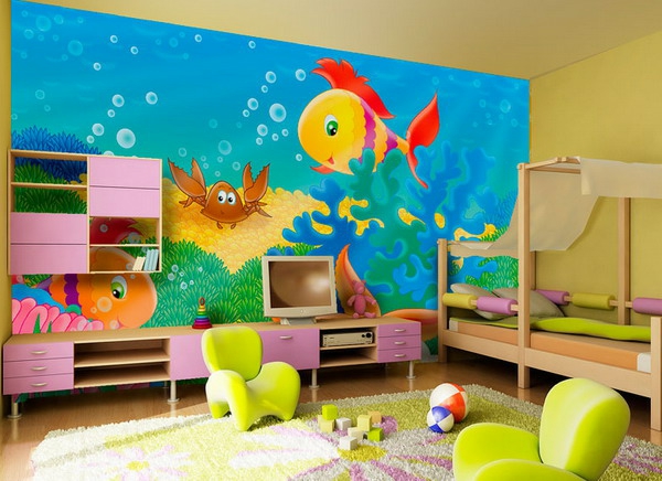 الألوان مقابل حضانة الأسماك في البحر لطيف Kinde لتصميم غرفة