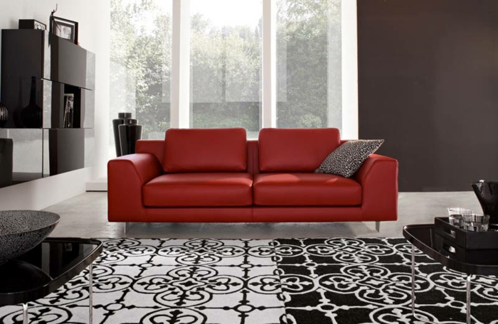 цветова схема-сив в-дневна-модерен диван-червен цвят стаята