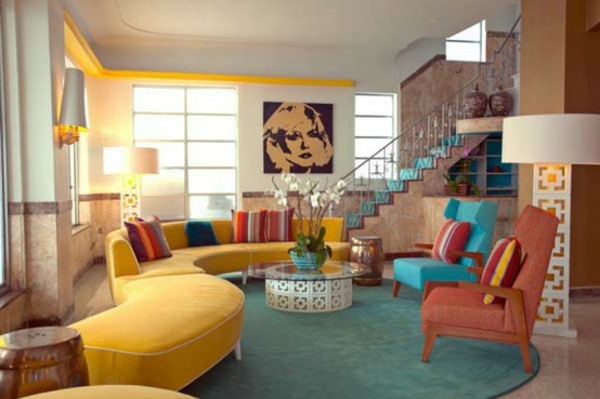 sala-con-muchos-colores-amarillo-verde-rojo-azul-color original de las ideas-sala de estar