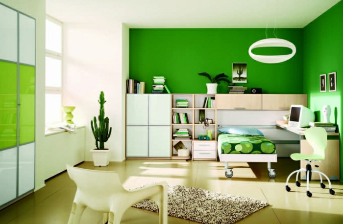 रंग-इंटीरियर डिजाइन-हरे-दीवार से भी लहजे