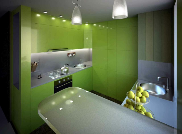 väri paletti-seinä-maali-keittiö-in-vihreä - vihreät omenat