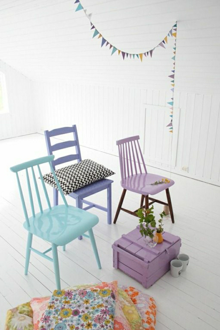 الألوان اللون لوحات الباستيل-جميلة-الكراسي في والباستيل