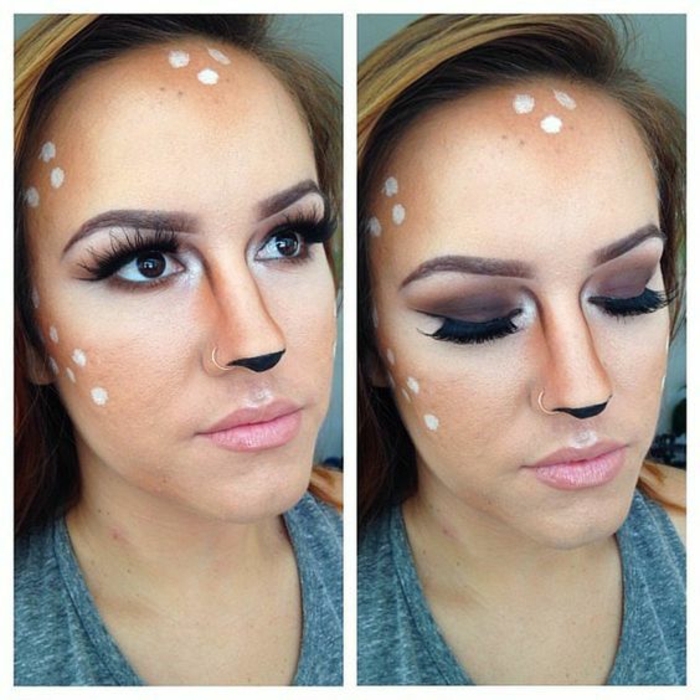 maska ​​s make-up poput jelena - karnevalska nošnja da bi napravili svoj vlastiti