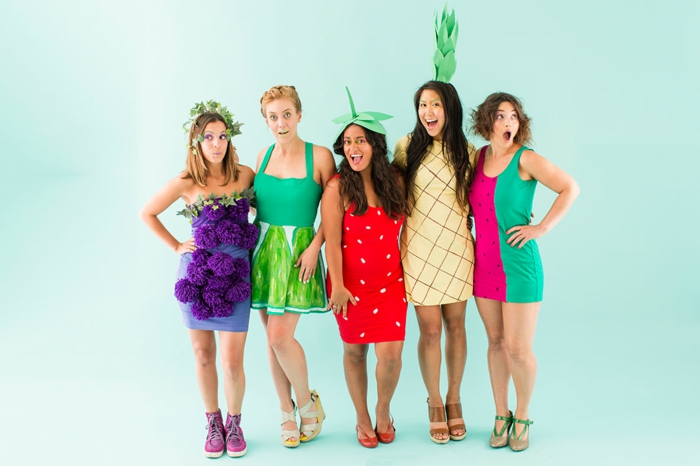 шик рокли карнавални групови костюми на жени като плодове