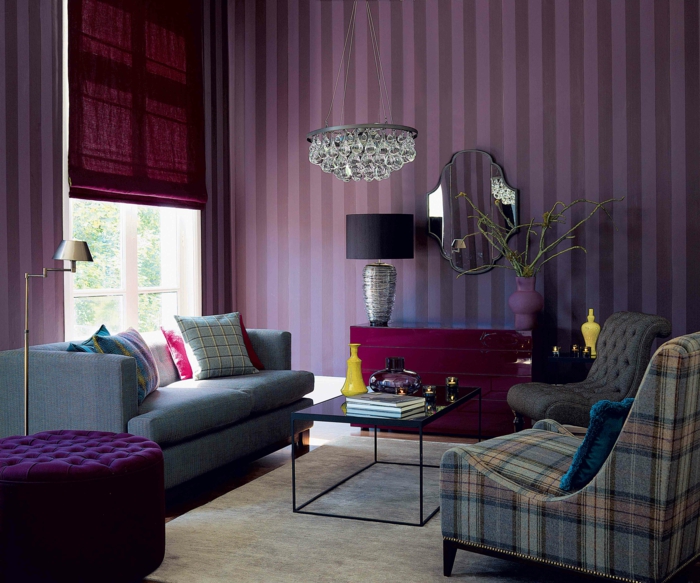 фина хол дизайн атрактивни лилаво-мебели-ретро-тапети ленти