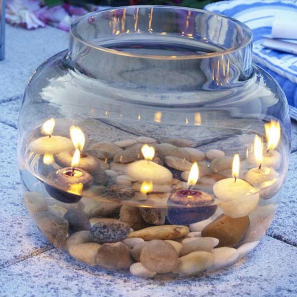 feng shui Διακόσμηση-κεριά σε νερό